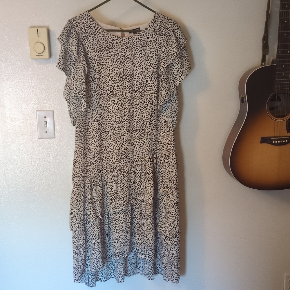 Who What Wear Size L Baby Pink Leopard Print Dress